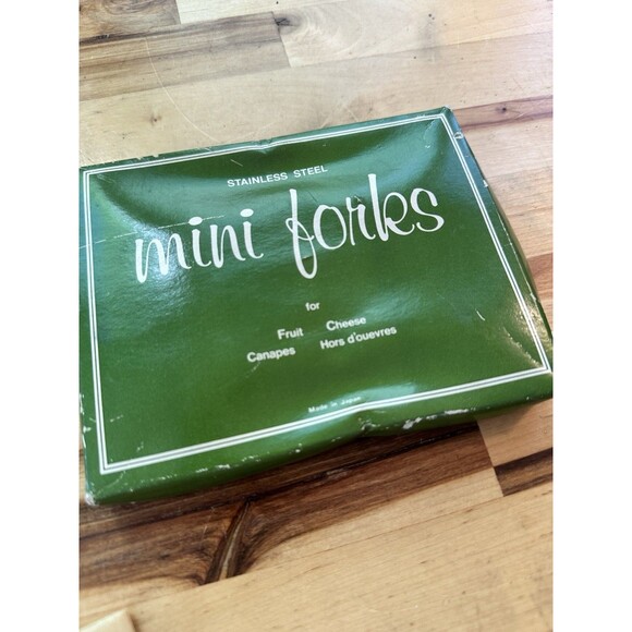 Vintage Mini Forks 12 Hors d'oeuvres Appetizer Cheese Stainless Japan - Picture 3 of 3